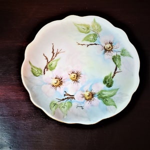 ハビランド フランス ヴィンテージ 磁器 リモージュ 手描き 桜 サイン入りプレート 署名入り June H Bangerter