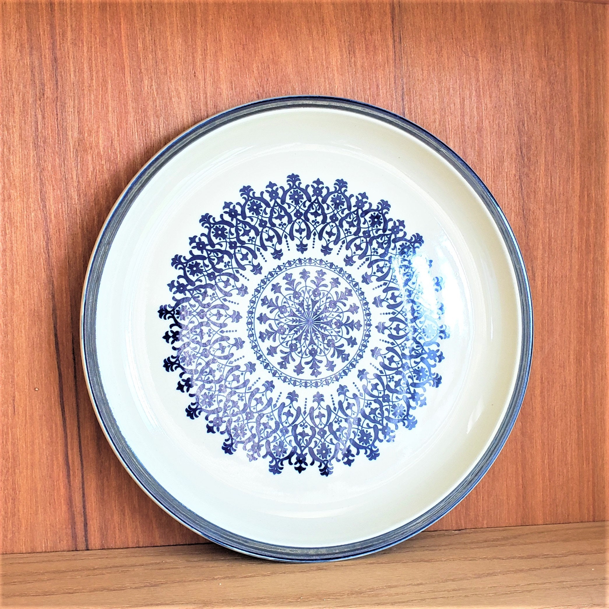 Cobalt Blue Patterned Stoneware Platter 11
