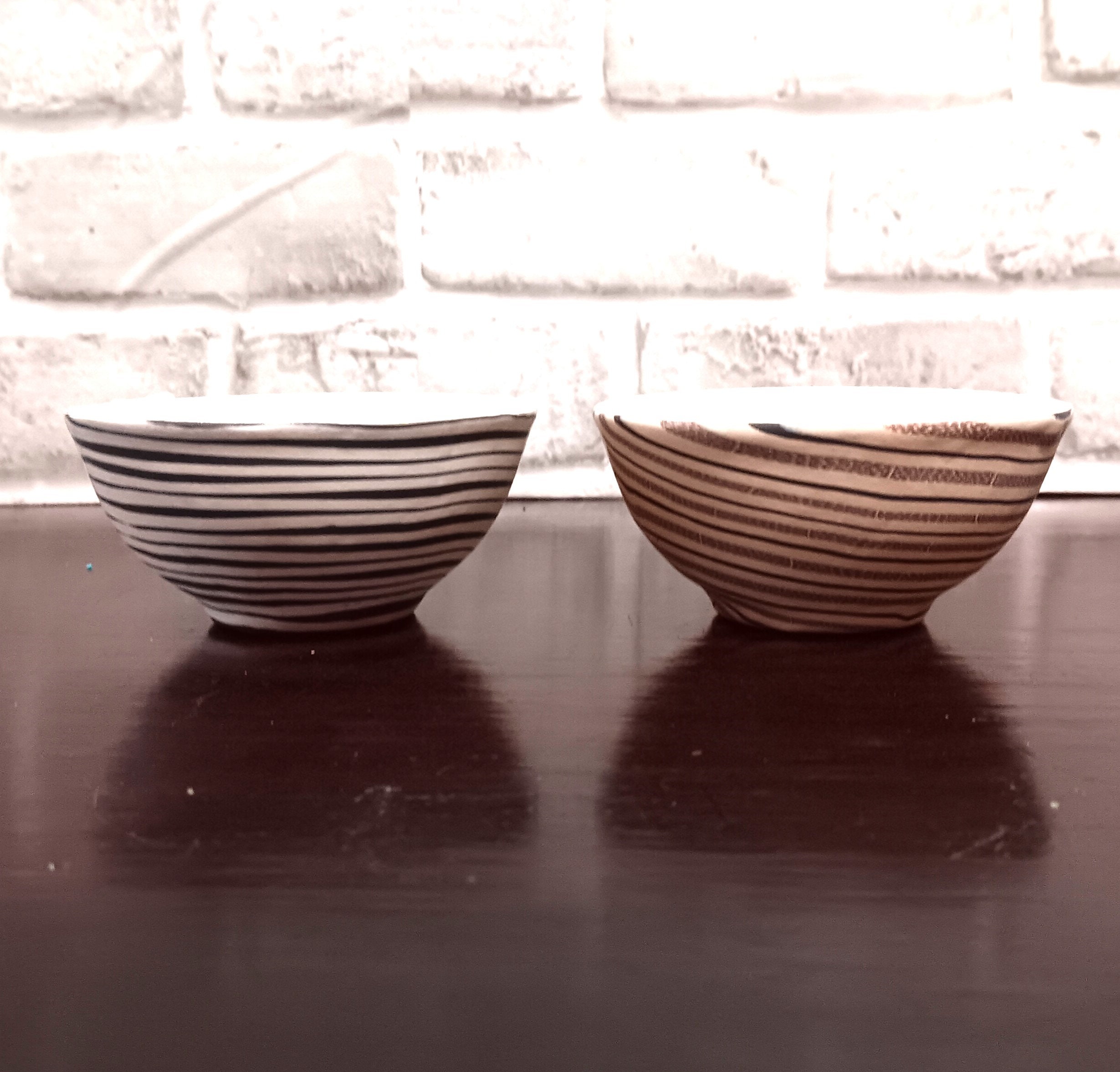 手作りアート陶器ボウルセット（2）ソース直径4.5インチタジャナ陶器