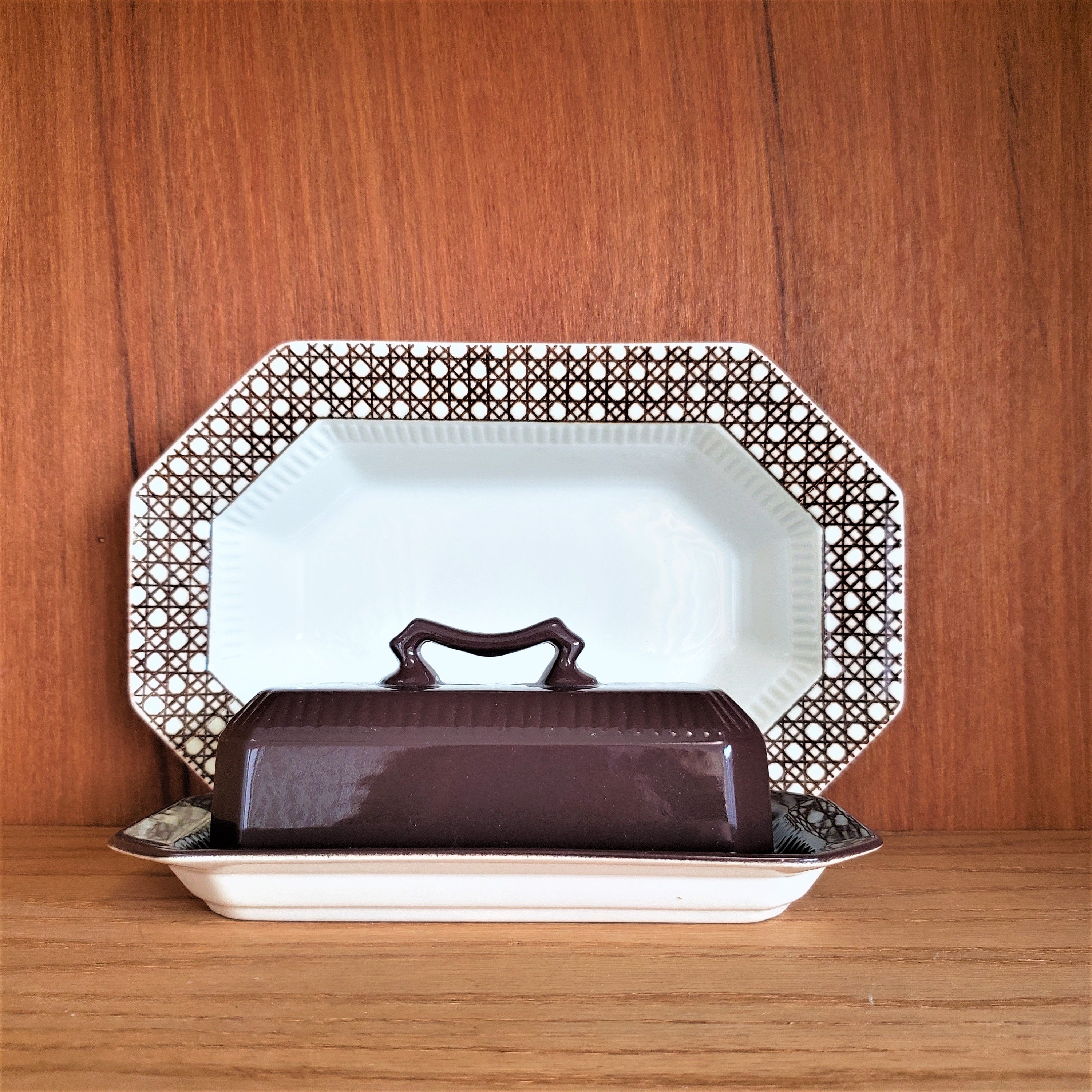 13 Independence ironstone interpace brown butter Dish Etsy