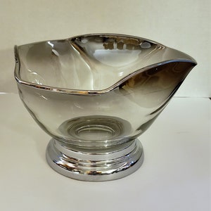 Vintage Mid-Century Dorothy Thorpe Silver Rim Fade Glass Salad Bowl