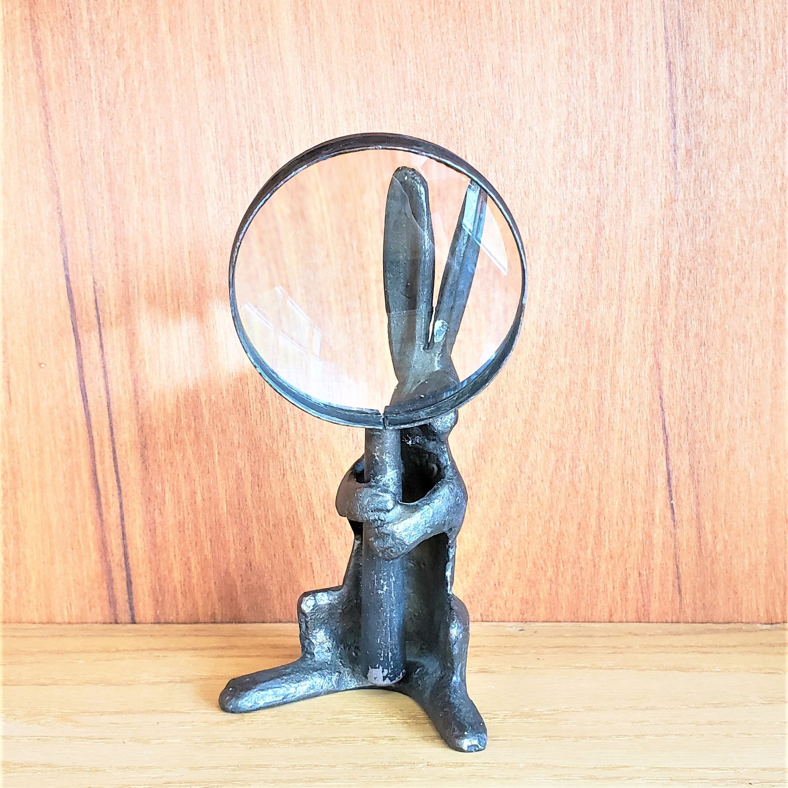 Magnifying Glass Holder Rabbit Bronze Look Vintage Desk | Etsy