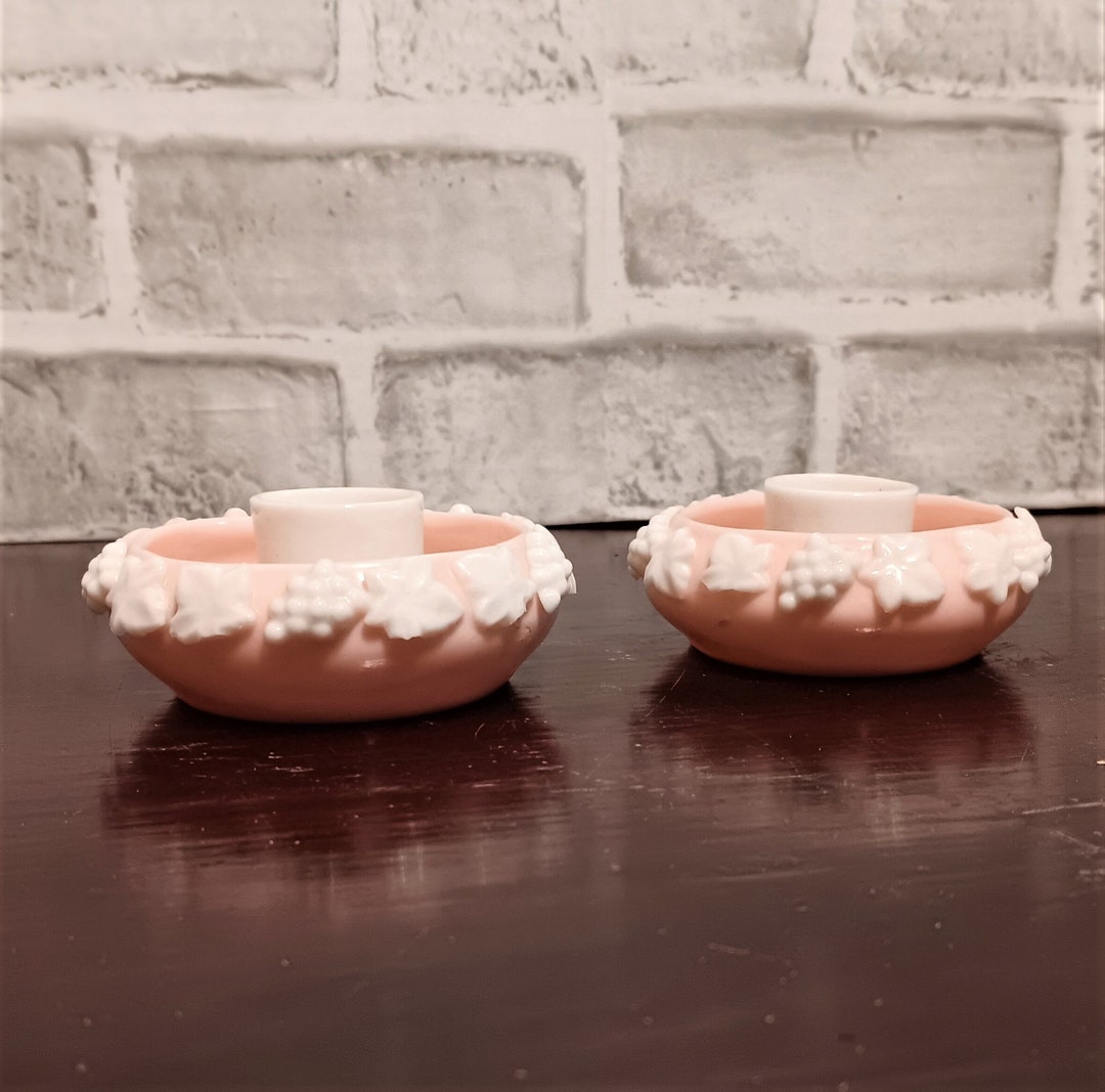 Vintage Pink Candle Holders 1960's Ardalt Lenwile China Japan 1960's