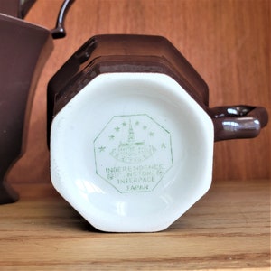 Independence Ironstone Interpace Brown Set of 4 teacups handled tall mugs Japan