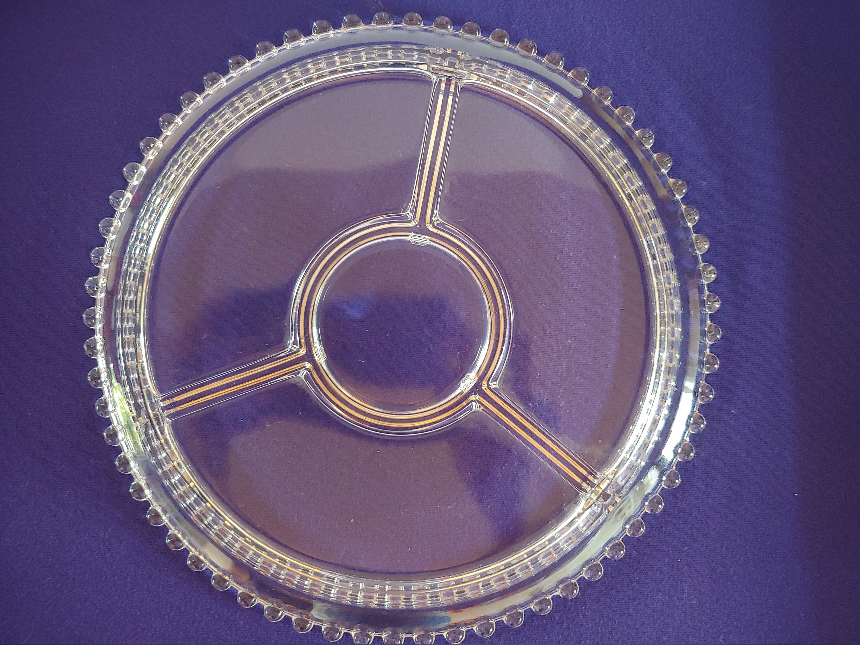Candlewick 4-part Round Relish DishTrayPlate by Imperial Glass-Ohio