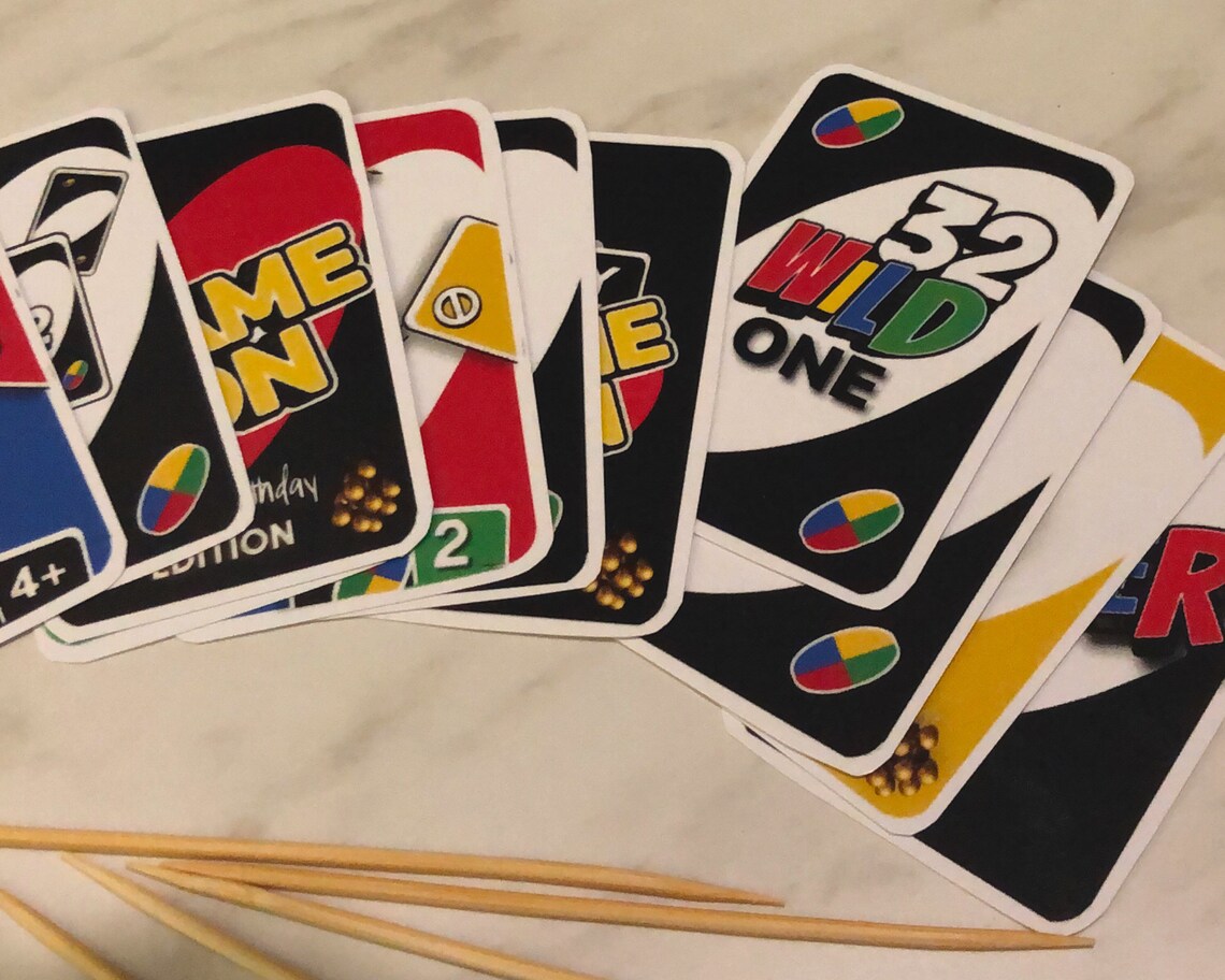 customizable uno cards cupcake topper game night birthday etsy