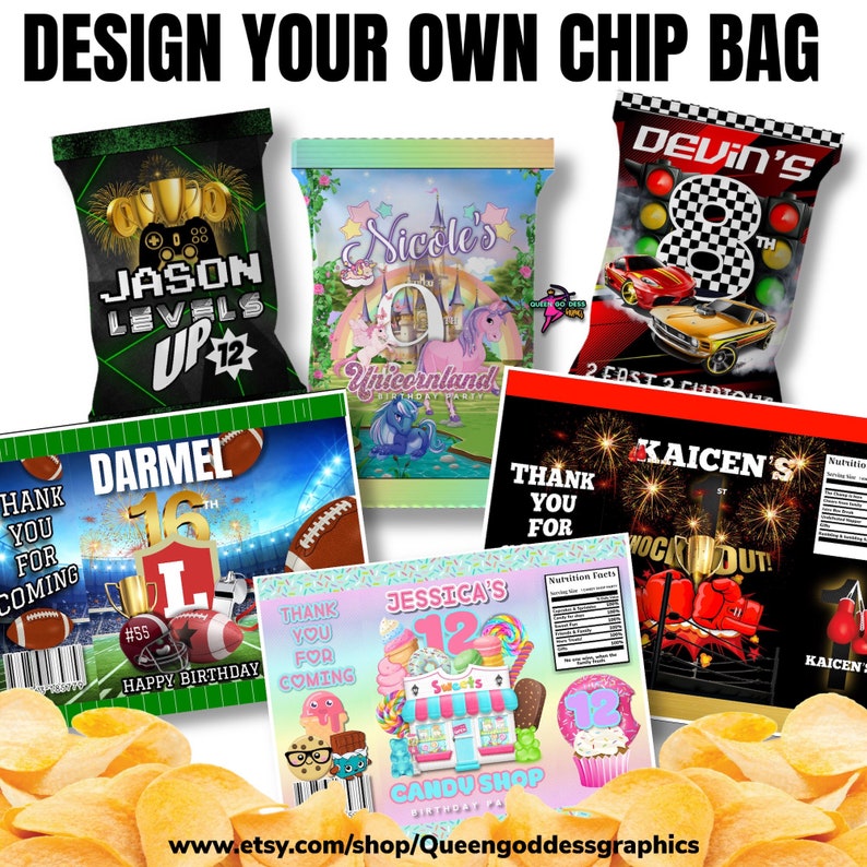 Customize Your Own Chip Bag Wrapper Custom Birthday chip Etsy