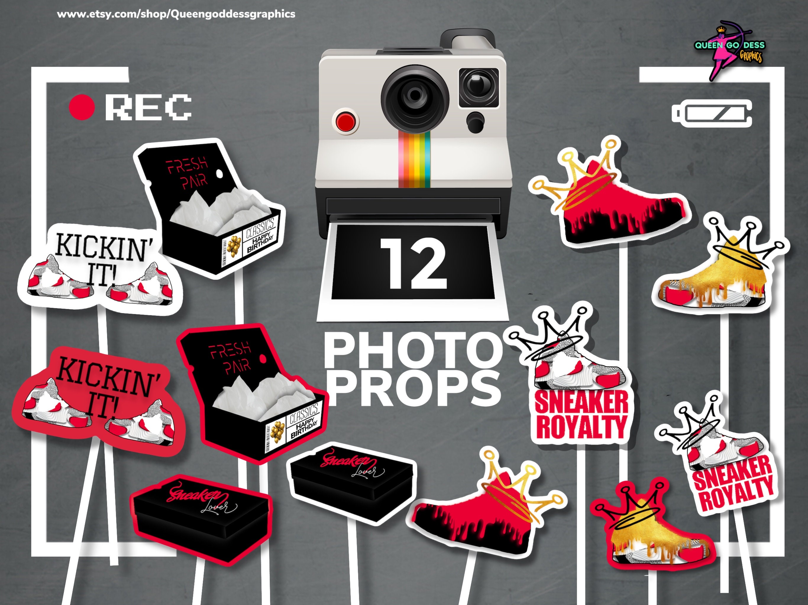 Printable Red & Black Sneaker Ball Photo Booth Props Sweet | Etsy