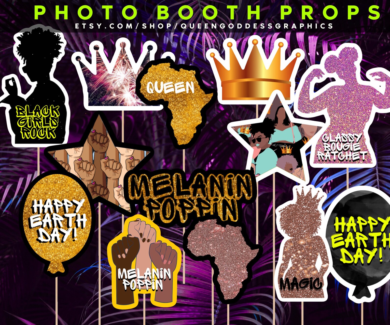 Black Girl Magic Party Decorations Photo Booth Props Etsy