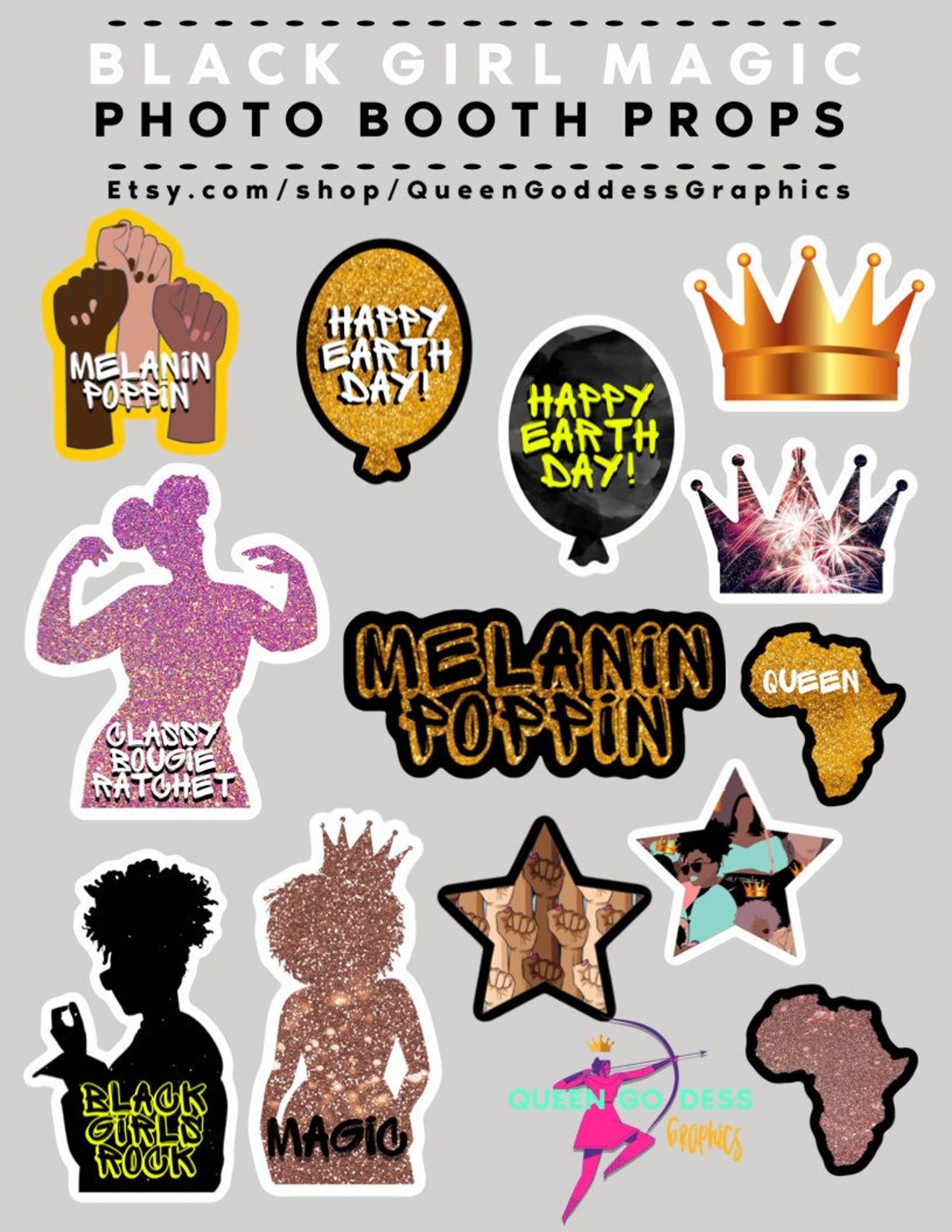 Black Girl Magic Party Decorations Photo Booth Props Etsy
