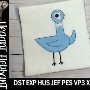 Pigeon Bean Applique Embroidery Design / 5 Sizes / Instant Download