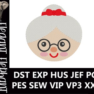 Mrs Claus Christmas Circle Character Sketch Embroidery Design