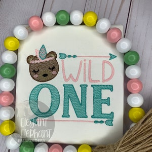 Wild ONE Bear BoHo Birthday Embroidery Design / 5 Sizes / Instant Download