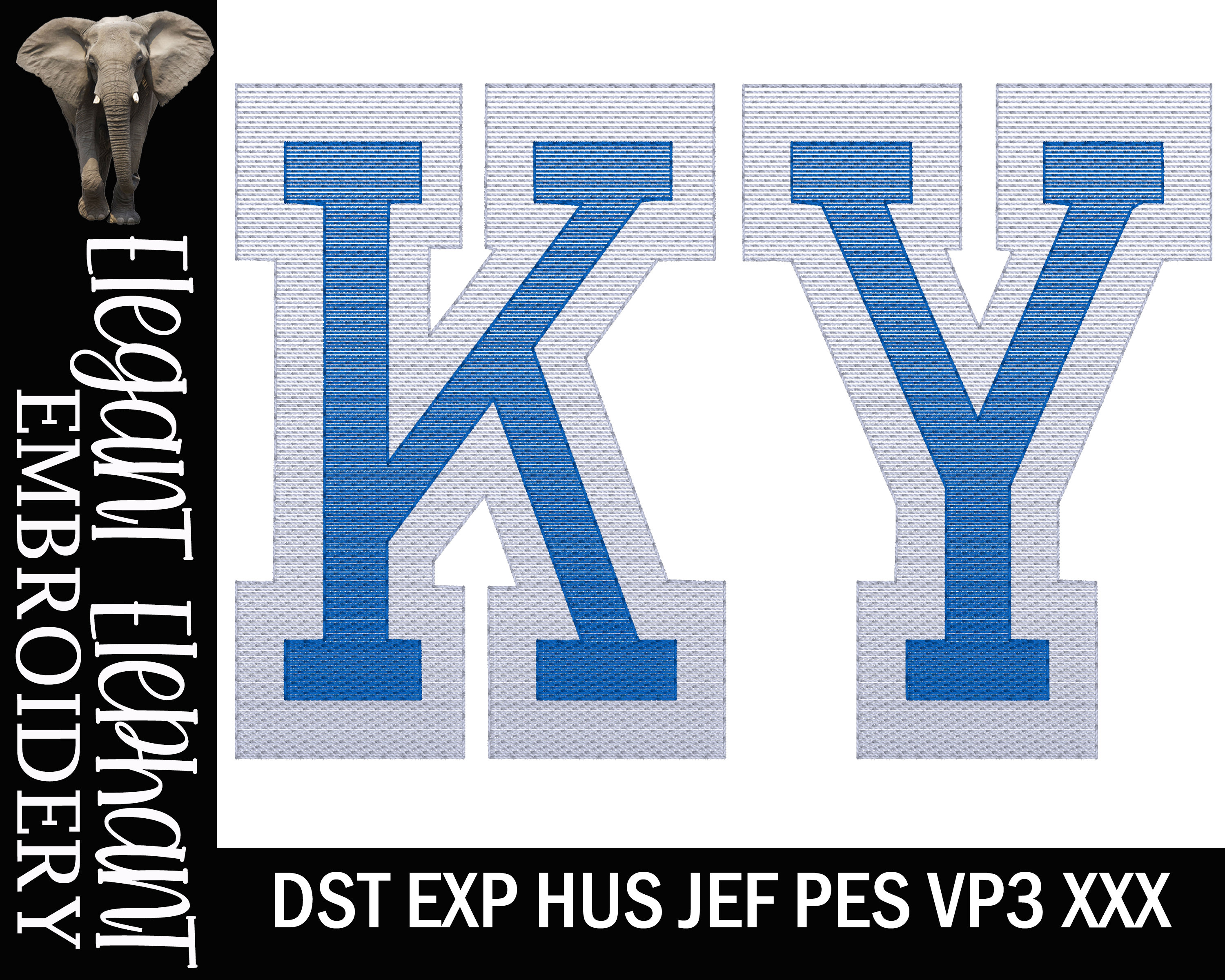 Kentucky KY Double Letter Sketch Embroidery Design / 6 Sizes / Instant
