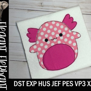 Axolotl Squishmallow Bean Stitch Applique Embroidery Design / 5 Sizes / Instant Download