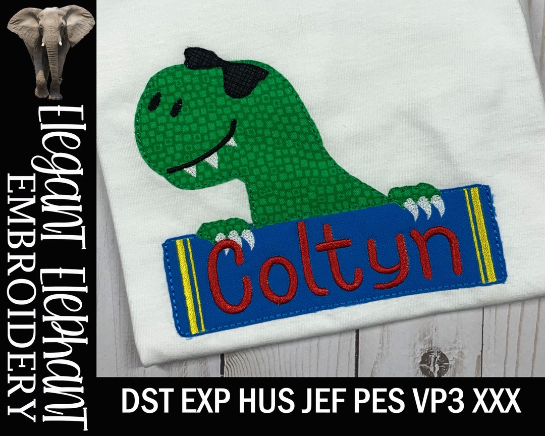 Back to School Dinosaur Book Applique Bean Stitch Embroidery Design / 5 ...