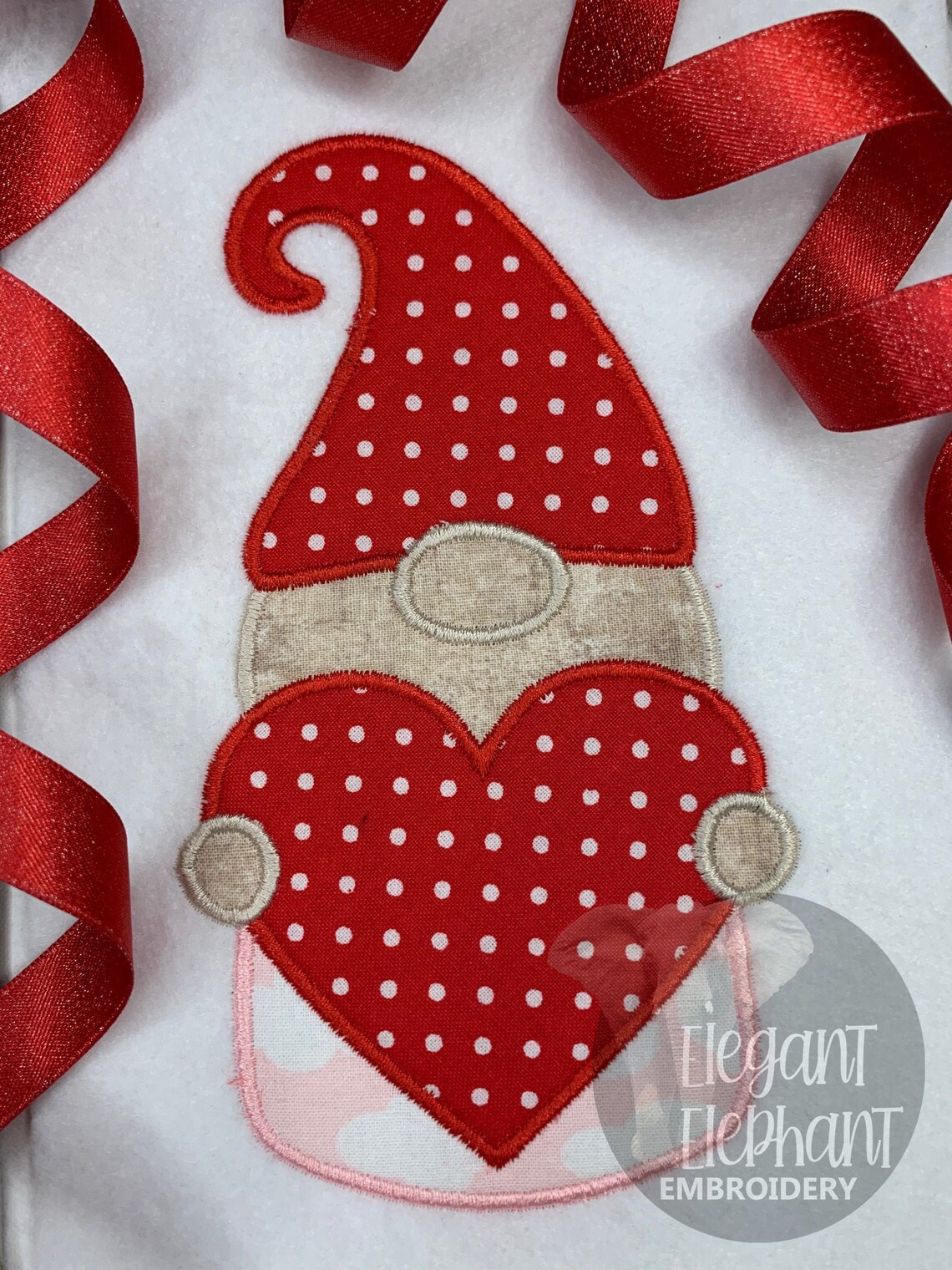 Gnome heart applique satin embroidery design  5 sizes   etsy new zealand