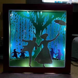 Mary Poppins en Bert Jolly Holiday 3D Light Box SVG
