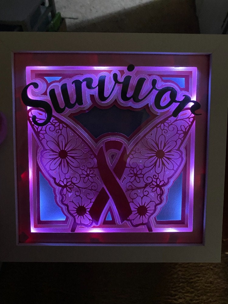 Cancer Survivor 3D Shadow Box SVG - Etsy