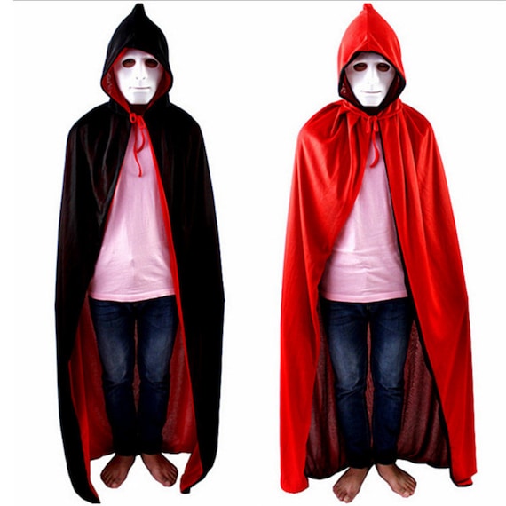 Unisex Men Lady Hooded Cape Adult Long Cloak Black Halloween Costume Dress Coats