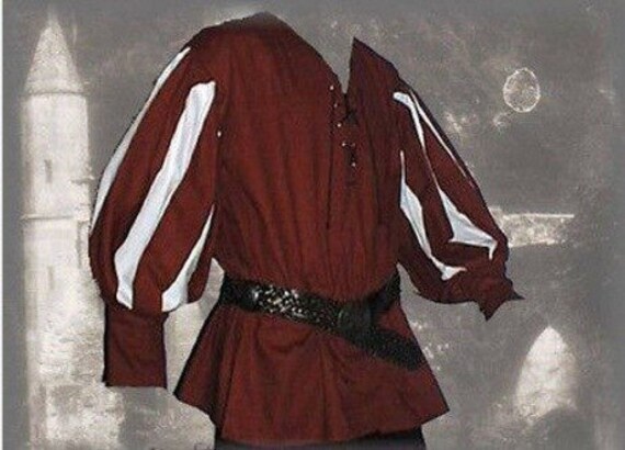 Medieval Laced Up Pirate Shirt Reenactment SCA Landlord Knight Top Without Belt