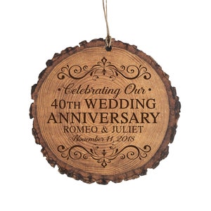 40th Anniversary Gift | Personalized Anniversary Ornament | Gift for Him | Gift for Her | Wood Anniversary Gift | 40 Year Anniversary