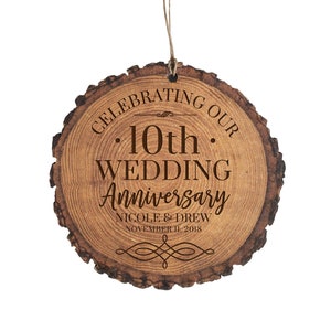 10th Anniversary Gift | Personalized Anniversary Ornament | Gift for Him | Gift for Her | Wood Anniversary Gift | 10 Year Anniversary
