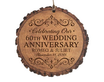 60th Anniversary Gift | Personalized Anniversary Ornament | Gift for Him | Gift for Her | Wood Anniversary Gift | 60 Year Anniversary