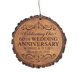 60th Anniversary Gift | Personalized Anniversary Ornament | Gift for Him | Gift for Her | Wood Anniversary Gift | 60 Year Anniversary