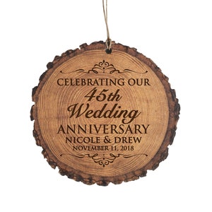 45th Anniversary Gift | Personalized Anniversary Ornament | Gift for Him | Gift for Her | Wood Anniversary Gift | 45 Year Anniversary
