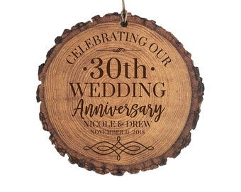 30th Anniversary Gift | Personalized Anniversary Ornament | Gift for Him | Gift for Her | Wood Anniversary Gift | 30 Year Anniversary