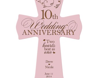 10th Wedding Anniversary Gift | Personalized Wooden Cross | 10th