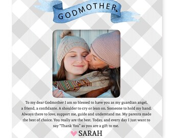 Christian Gifts | Godmother Gift | Square Frame | Custom Photo Gift | Wood Picture Frame | Personalized Gift | Baby Picture Frame | Frame