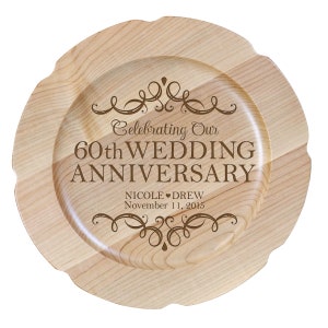 60th Anniversary Gift | Personalized Anniversary Plate | Decorative Plate | 60th Wedding Anniversary Gift | Gift for Parents | Wooden Plate