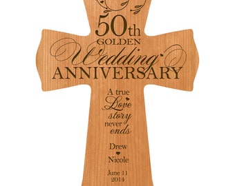 50th Wedding Anniversary Gift | Personalized Wooden Cross | 50th Anniversary Gift for Parents | 50 Anniversary Gift | Personalized Cross