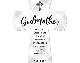 Godmother Wall Cross | Personalized Godmother Keepsake | Christening Gifts | First Communion Gift | Baptism Gift Girl | Baptism Gift Boy