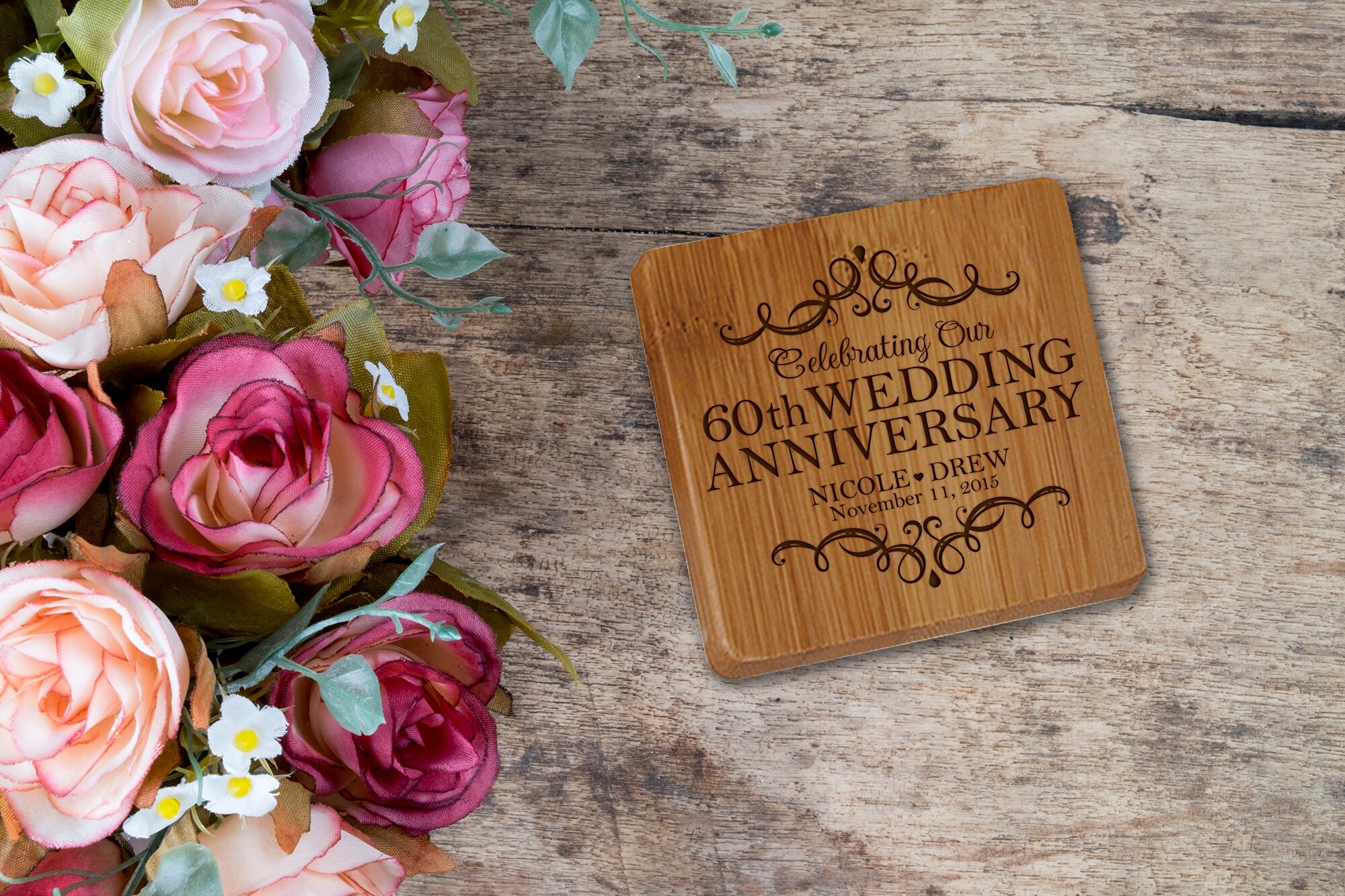 60th Anniversary Gift Personalized Coasters Set Gift for Etsy