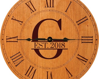 Custom Clock | Monogram Wall Clock | Personalized Wood Wall Clock | Farmhouse Wall Clock | Personalized Wood Clock | Wall Clocks Custom