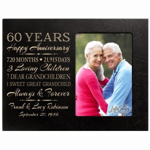 60th Anniversary Gift | Personalized 60th Wedding Anniversary Picture Frame | Gift for Husband | Gift for Wife | Gift for Parents