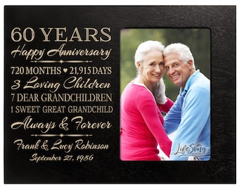 60th Anniversary Gift | Personalized 60th Wedding Anniversary Picture Frame | Gift for Husband | Gift for Wife | Gift for Parents