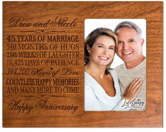 45th Anniversary Gift | Personalized 45th Wedding Anniversary Picture Frame | Gift for Husband | Gift for Wife | Gift for Parents