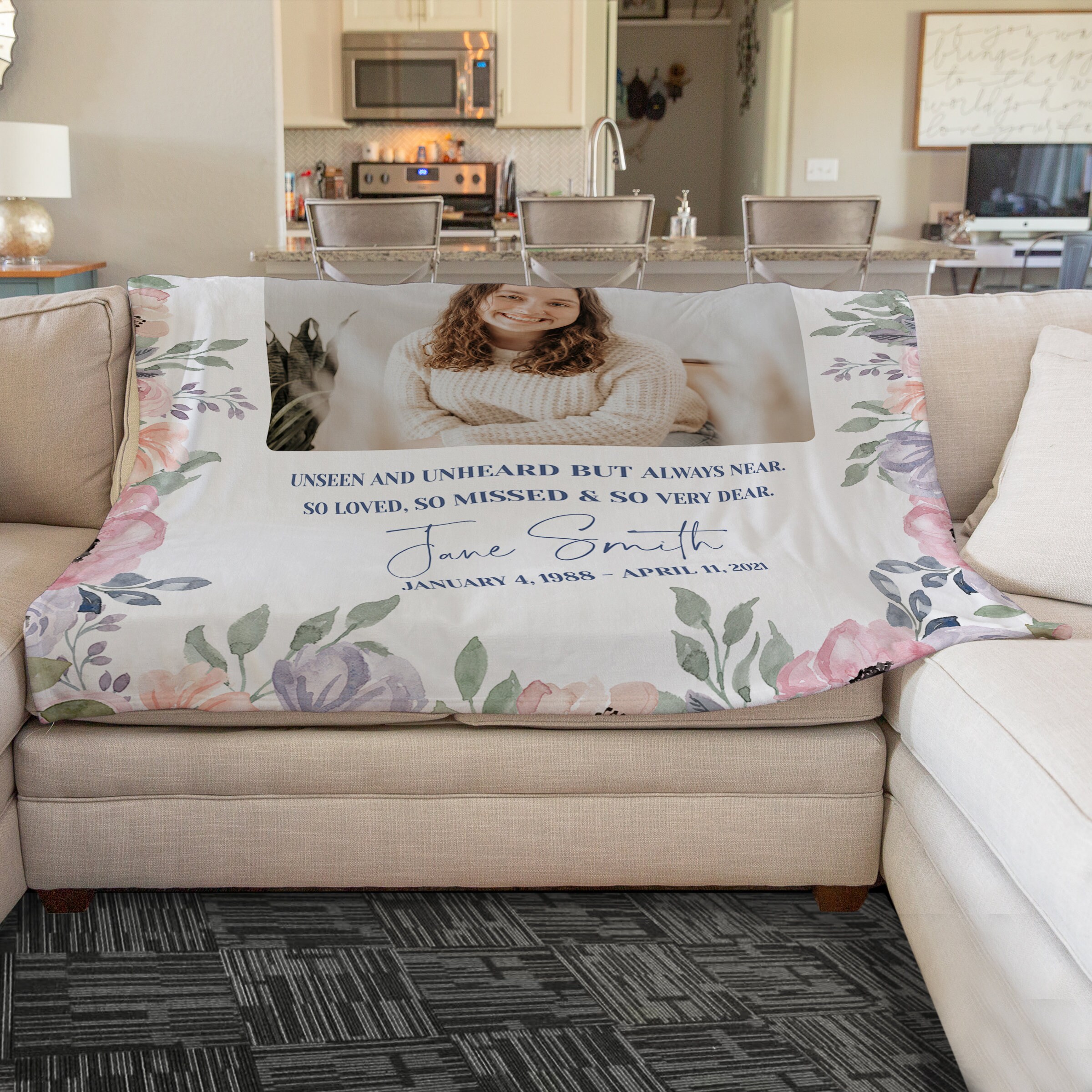 Memorial Photo Blanket Personalized Memorial Throw Blanket Etsy