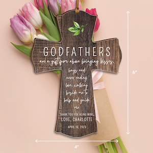 Mini Godfather Cross | Personalized Godfather Keepsake | Christening Gifts | First Communion Gift | Baptism Gift Girl | Baptism Gift Boy