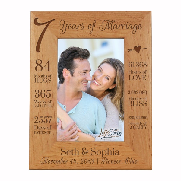 7th Anniversary Gift | Personalized 7th Wedding Anniversary Picture Frame | Gift for Husband | Gift for Wife | Gift for Parents