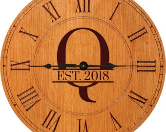 Custom Clock | Monogram Wall Clock | Personalized Wood Wall Clock | Farmhouse Wall Clock | Personalized Wood Clock | Wall Clocks Custom