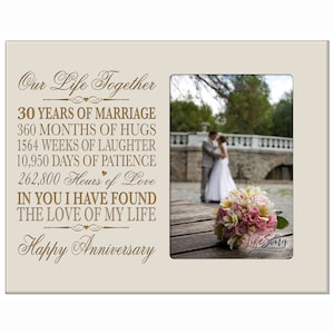 30th Anniversary Gift | 30th Wedding Anniversary Picture Frame | Gift for Husband | Gift for Wife | Gift for Parents | Wood Picture Frame