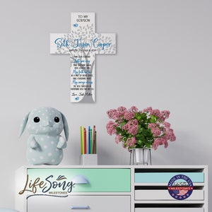 Godson Baptism Gift | Personalized Baptism Cross | Godchild Gift | First Communion Gift | Baptism Gift Girl | Baptism Favors | Godson Gift