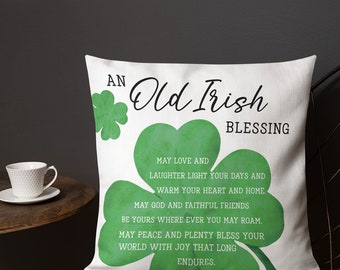 St. Patrick's Day Pillow | Irish Blessing | Throw Pillow | Four Leaf Clover | Irish Gift | Irish Décor | Lucky Pillow | Home Décor