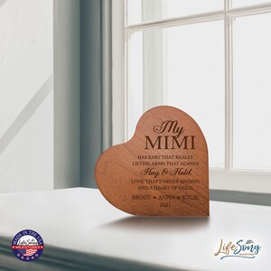 Engraved Wood Heart | Mimi Gifts | Gift for Family | Mimi Mothers Day Gifts | Custom Shelf Sitter | Becoming A Mimi | Laser Engraved | Mimi