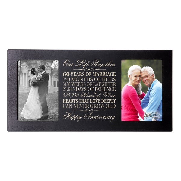 60th Wedding Anniversary Photo Frame | Gift for Parents | Gift for Husband | Gift for Wife | 4x6 Multi Photo | 60th Anniversary